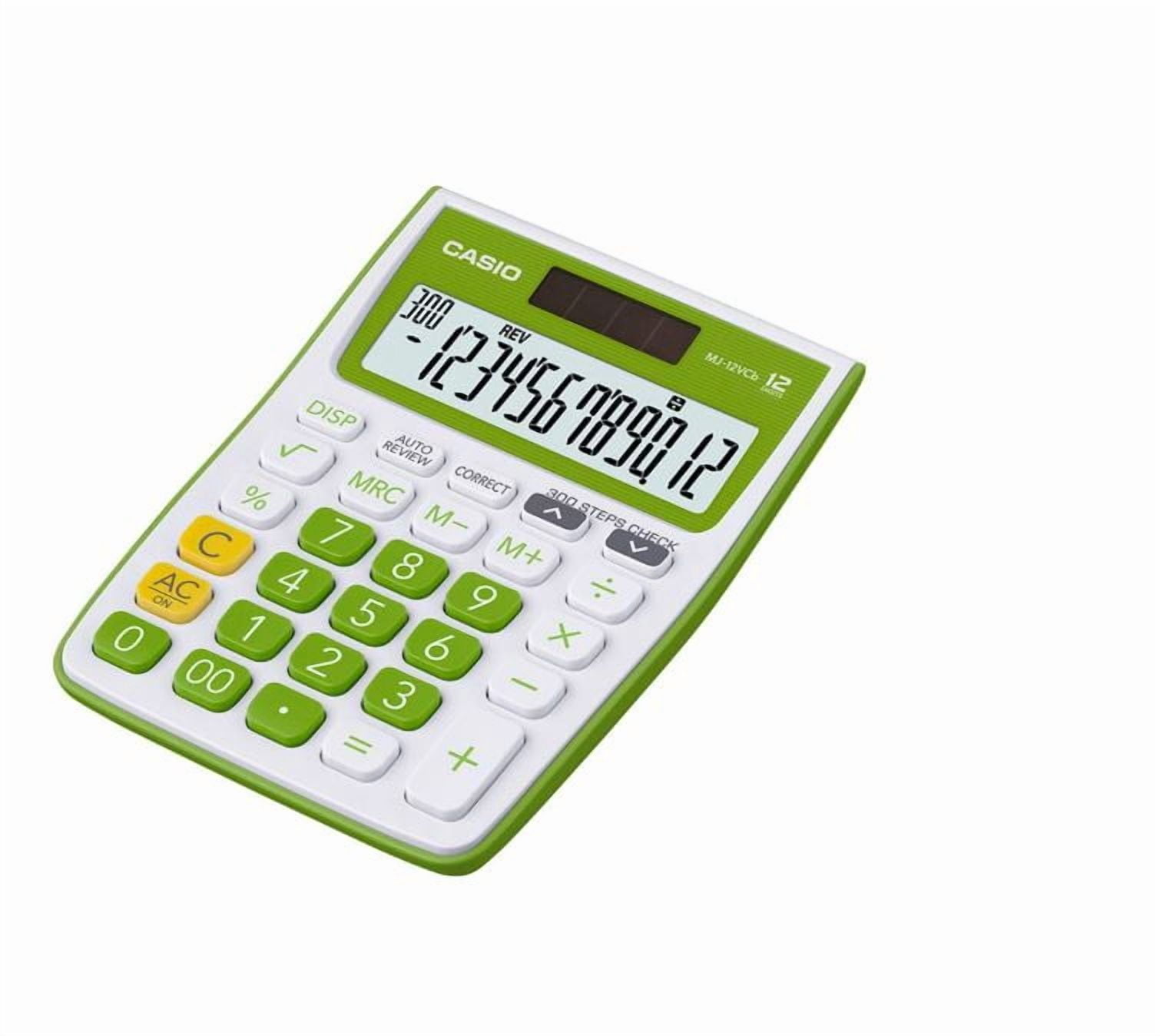 Casio MJ-12VCb-GN 300 Steps Check & Correct Colourful Desktop Calculator (Green)