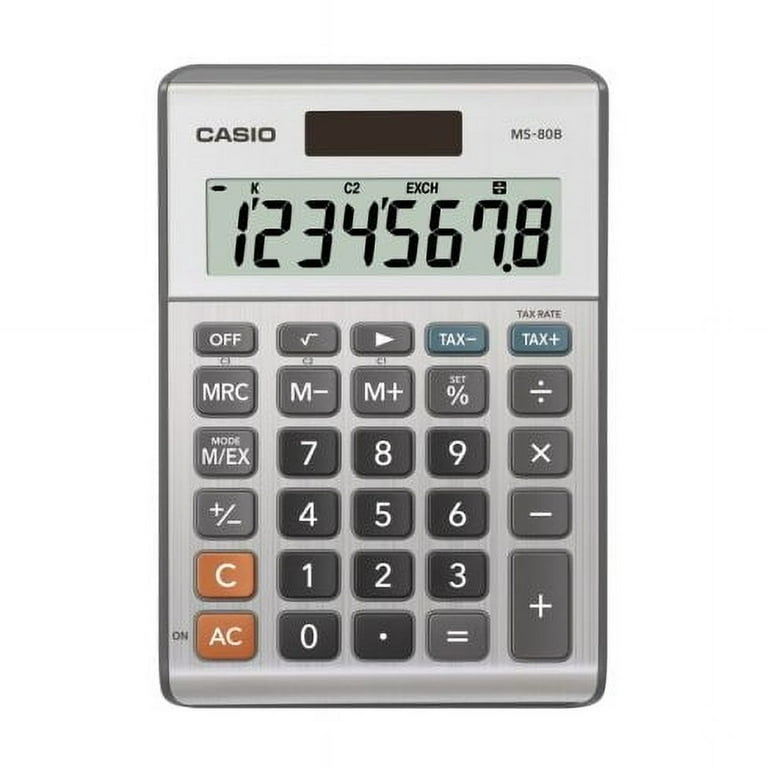 Casio MS-80B Desktop Calculator, Large 8-Digit Display, Tax and