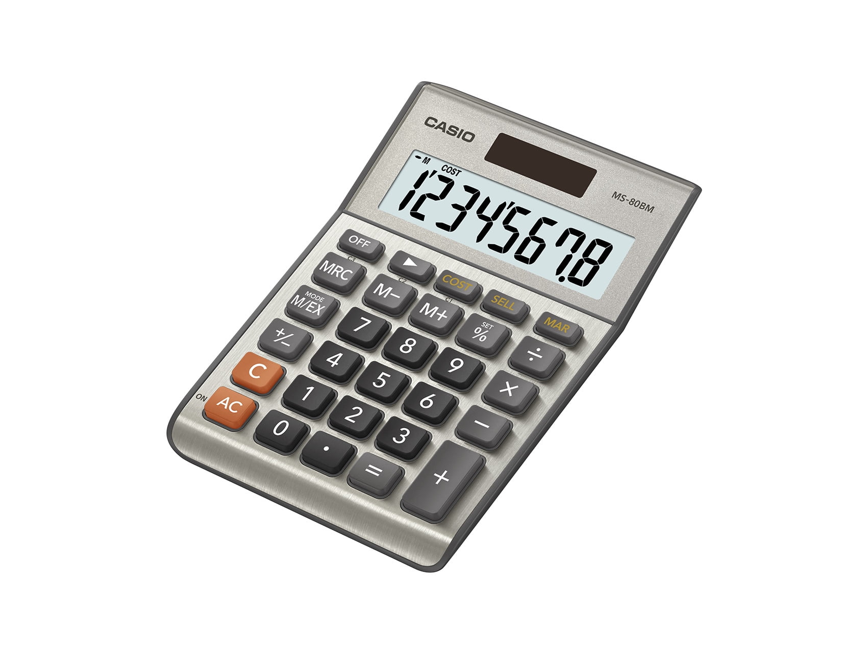 Casio MS-80BM 8 Digit Desktop Calculator, Cost/Sell/Margin, Brushed Nickel