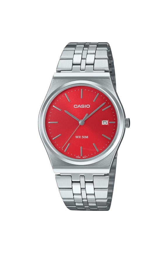 Casio MTP-B145D-4A2VEF Men's Analog Watch Red Dial with Stainless Steel Bracelet
