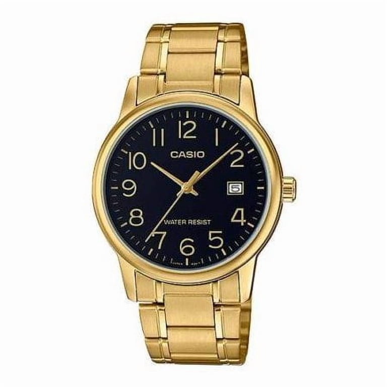 Casio MTP-V002G-1B Men's Standard Stainless Steel Gold Tone Black