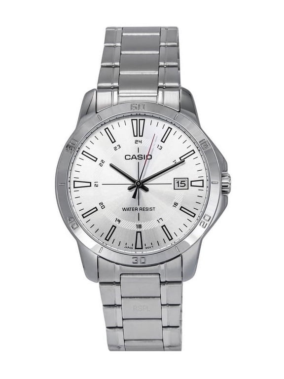 Mens Silver Dial Stainless Steel Bracelet Watch - CasioMTPV004D7CUDF