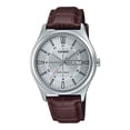 thumbnail image 1 of Casio Men’s Silver Dial Day Date Analog Watch with Brown Leather Strap -, 1 of 2