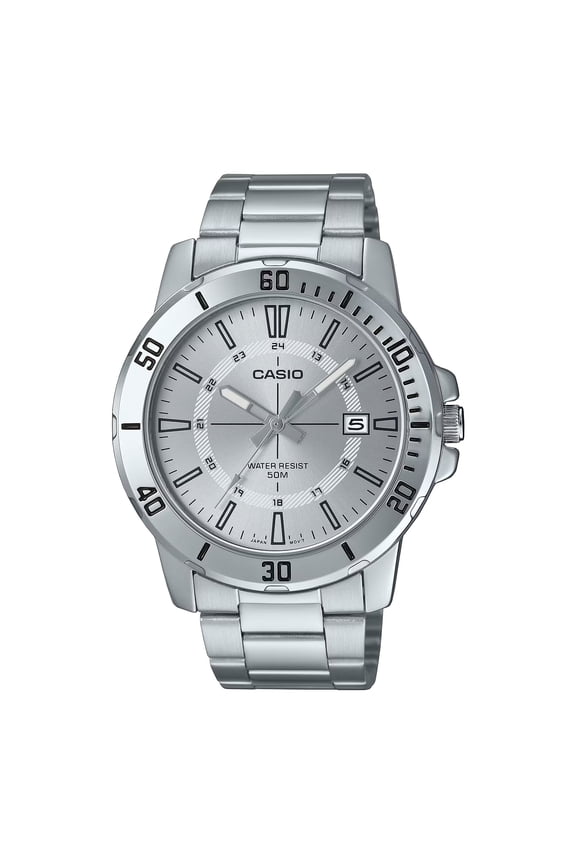 Mens Silver Dial Stainless Steel Analog Watch - MTP-VD01D-7CVUDF
