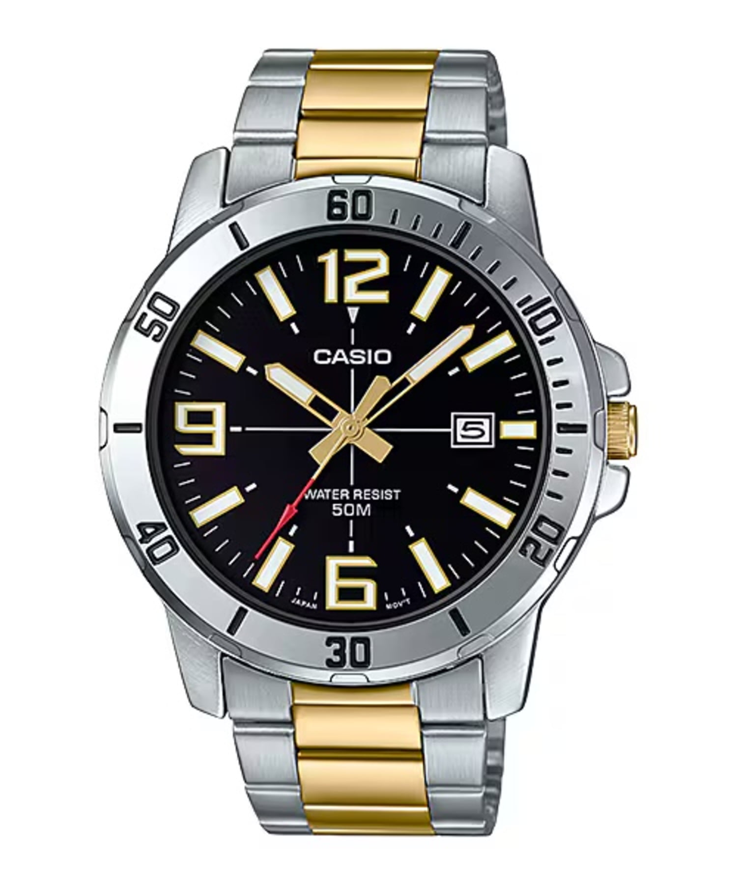 Casio Men’s Two-Tone Stainless Steel Watch with Black Dial - MTP-VD01SG-1BV