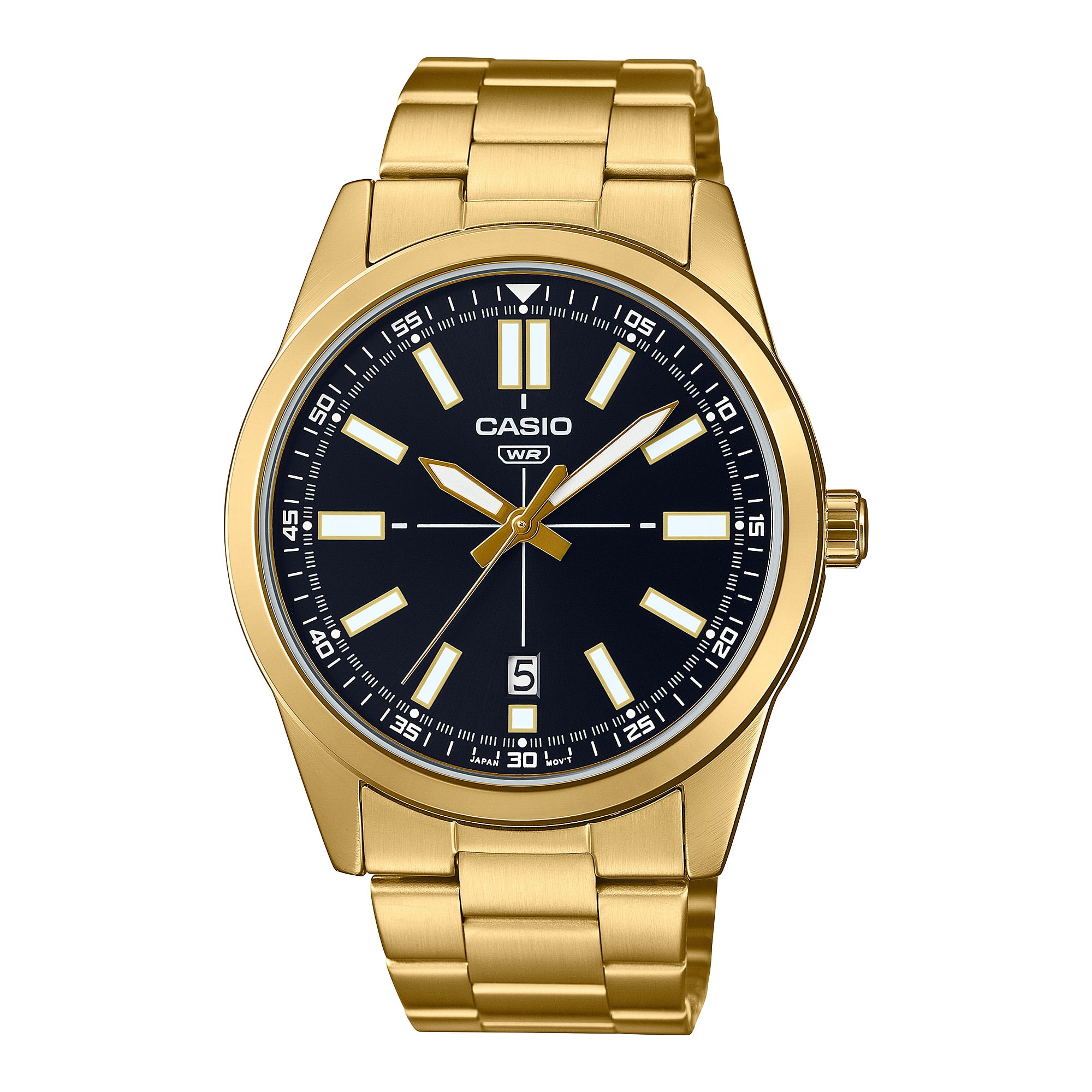 Casio Men’s Gold-Tone Stainless Steel Black Dial Analog Watch - MTP-VD02G-1EUDF