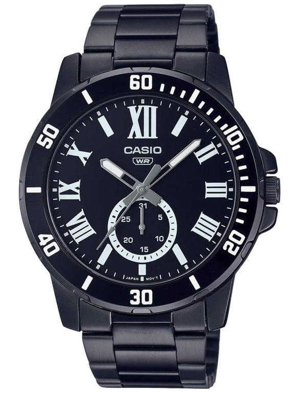 MTP-VD200B-1BUDF Men's Watch - Black Dial, Stainless Steel Bracelet