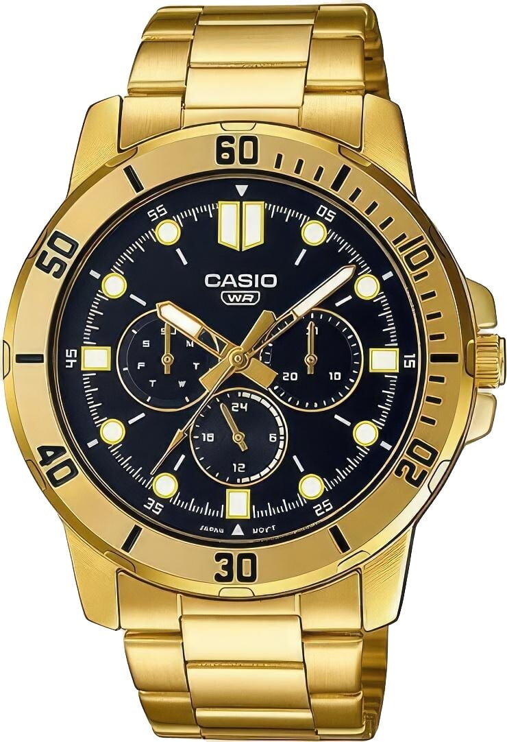 Casio MTP-VD300G-1E Black Analog Gold Stainless Steel Quartz Men's Casual Watch