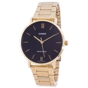 Casio Men s Gold Bracelet Analog Watch with Black Dial - MTP-VT01G-1BUDF
