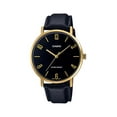 thumbnail image 1 of Casio MTP-VT01GL-1B2 Men's Minimalistic Gold Tone Leather Band Black Dial Watch, 1 of 2