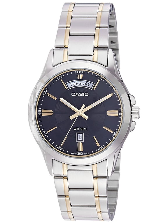 MTP1381G-1A Men's Standard Two Tone Classic Black Dial Day Date Watch