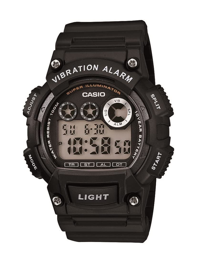 Casio Male Resin Super Illuminator Wristwatch, Black