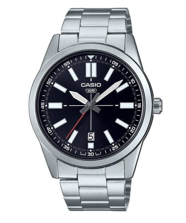 Casio Men's 22 mm Stainless Steel Casual Wristwatches, Black, MTP-VD02D-1E