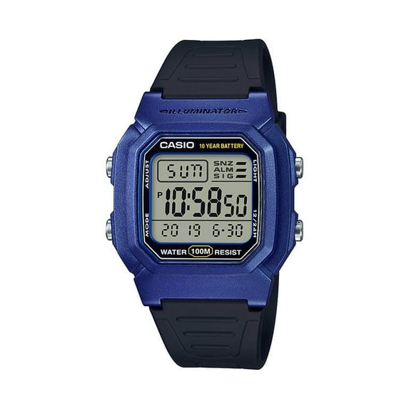 Casio Men's 22mm Resin Strap Digital Sport Wristwatch, Blue/Black, (W-800HM-2AVCF)