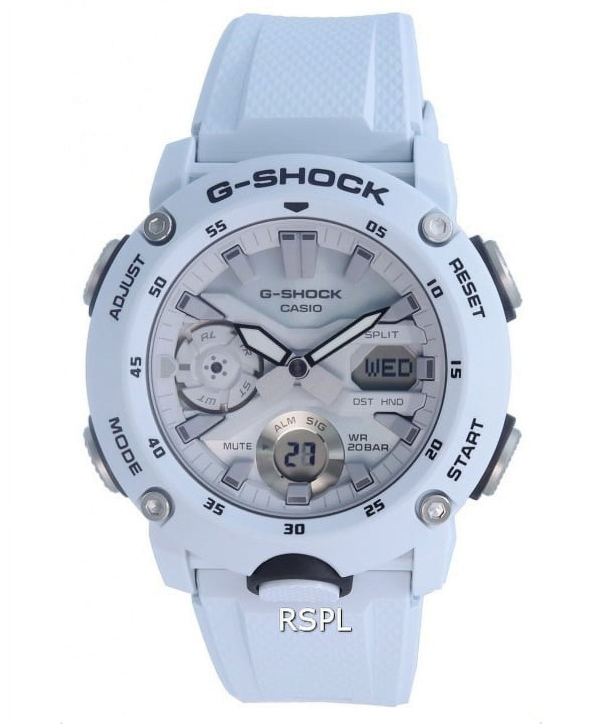 Casio Men's 24 mm Carbon Composite Plastic Wristwatches, White, GA-2000S-7A
