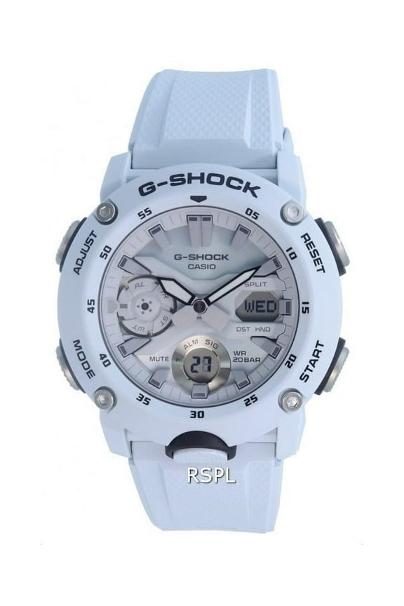 Men's 24 mm Carbon Composite Plastic Wristwatches, White, GA-2000S-7A