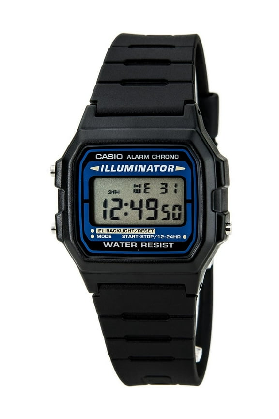 Men's 35mm Resin Digital Sport Wristwatch, Black, (F105W-1A)