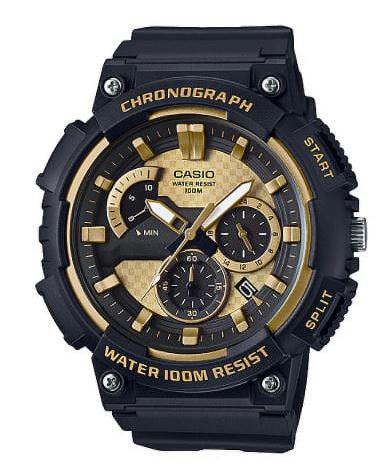 Casio Men's 3D Dial Chronograph Watch, Black/Gold - MCW200H-9AV