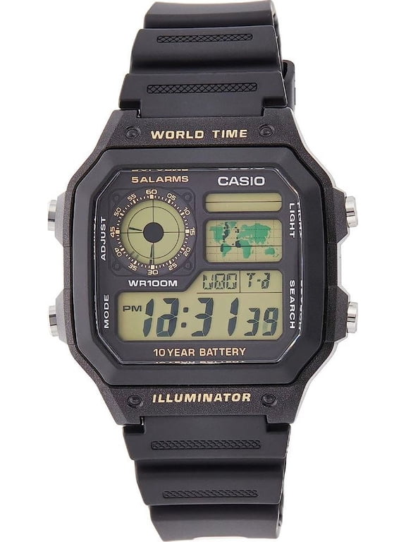 Men's AE1200WH-1BV Black Resin Quartz Sport Digital Watch