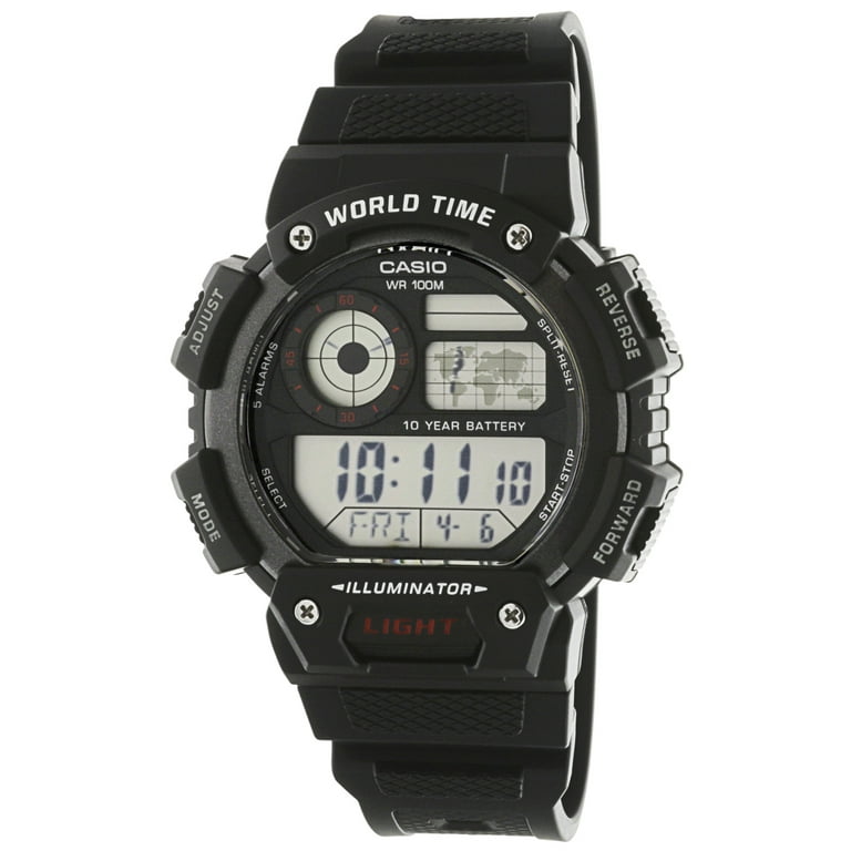 Casio Men's Classic Digital World Time Watch, Black/Gold - AE1400WH-9AV 