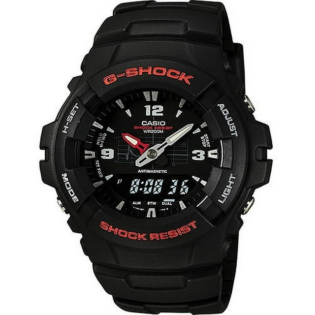 Casio Men's Analog-Digital Black and Red G-Shock Watch G100-1BV