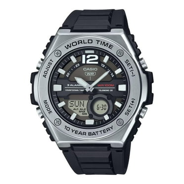 Casio Men's Analog-Digital Combination World Time Watch, Black - MWQ-100-1AVCF
