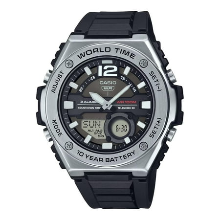 Casio Men's Analog-Digital Combination World Time Watch, Black - MWQ-100-1AVCF
