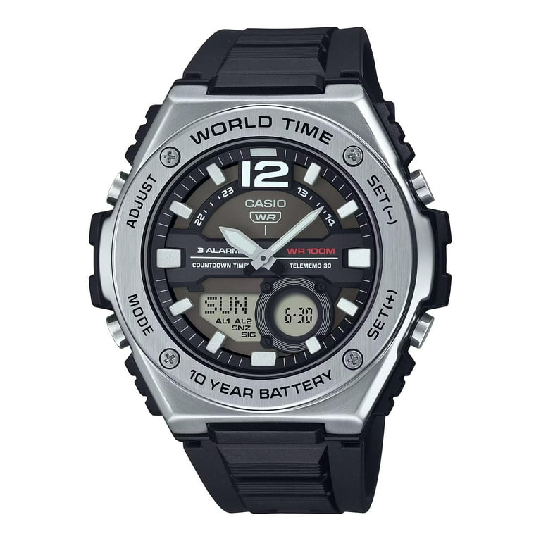 Casio Men's Analog-Digital Combination World Time Watch, Black