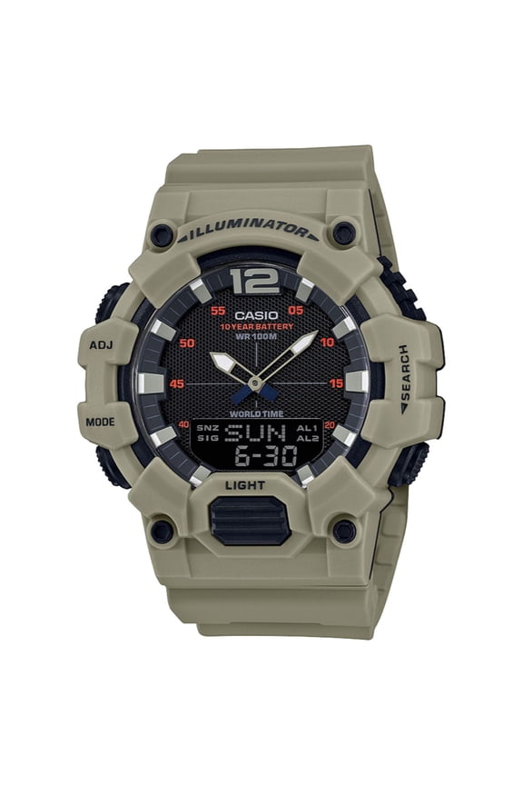 Men's Analog-Digital World Time Watch, Beige - HDC700-3A3V