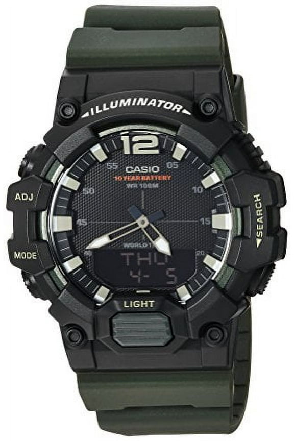 Men's Analog-Digital World Time Watch, Green/Black - HDC700-3AV