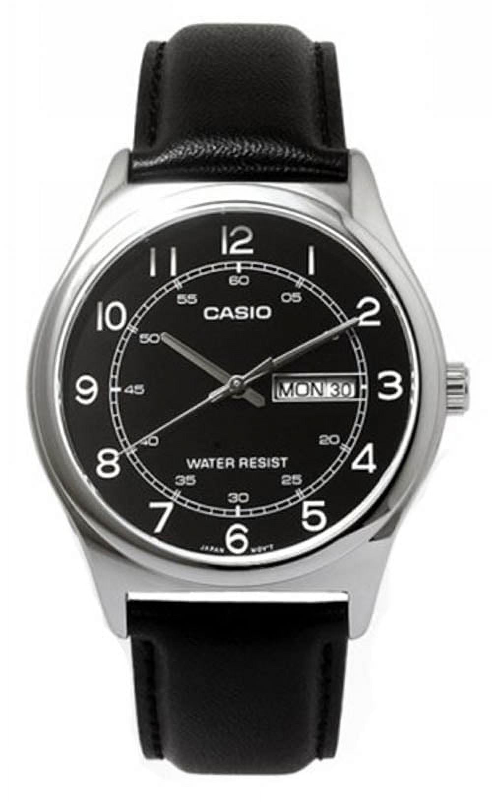 Casio Men’s Black Leather Watch with Black Dial - MTP-V006L-1B2UDF