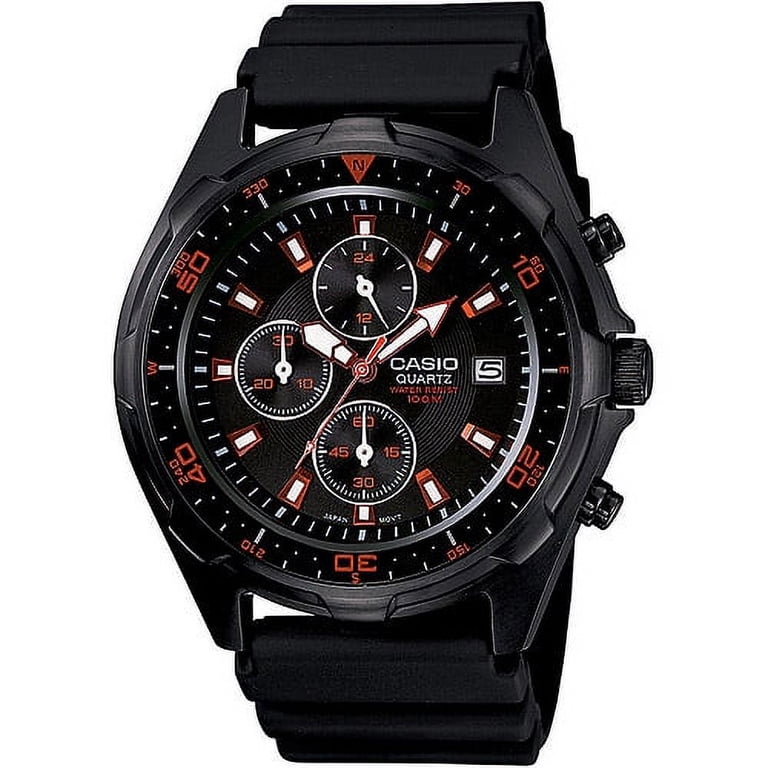 Montre Chronographe Casio AMW370B-1A1V - Cadran Noir Et Orange - Occasion Avec Boîte Originale