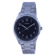 Casio Men s Black Dial Analog Watch with Stainless Steel Bracelet -