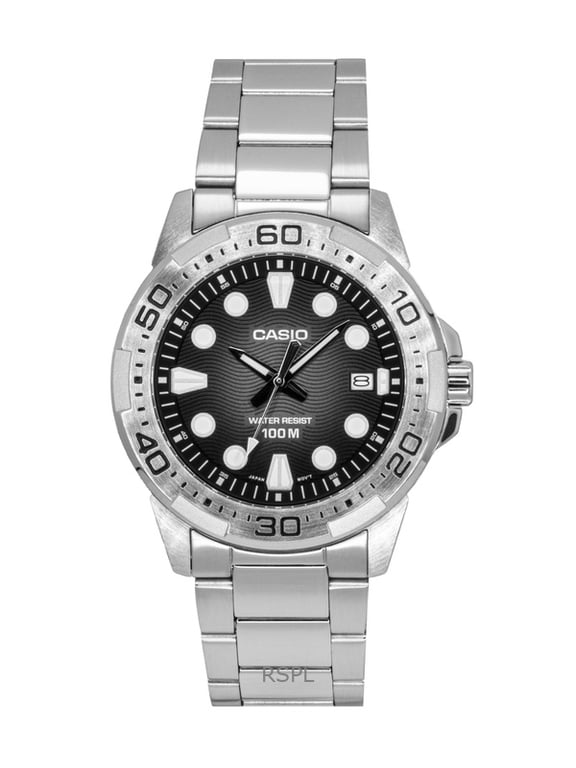 Mens Black Dial Stainless Steel Marine Sports Watch - MTD-140D-1AVDF