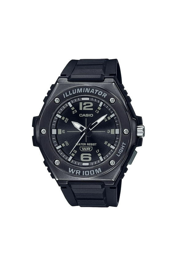 Men's Black Metal Bezel Analog Watch MWA-100HB-1AV