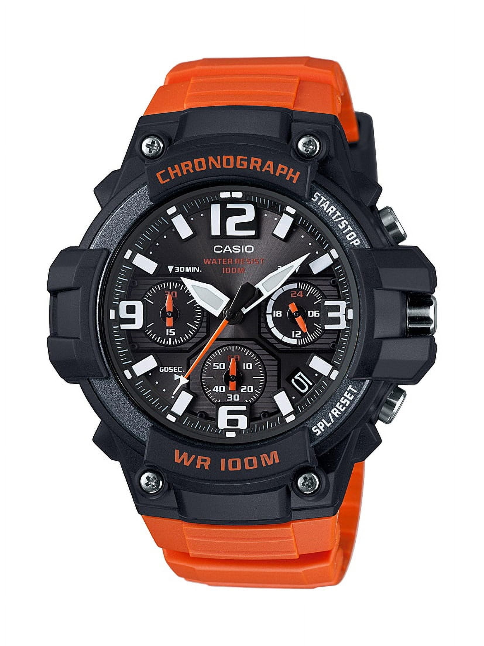 Casio Men's Black/Orange Chronograph Analog Watch MCW100H-4AV