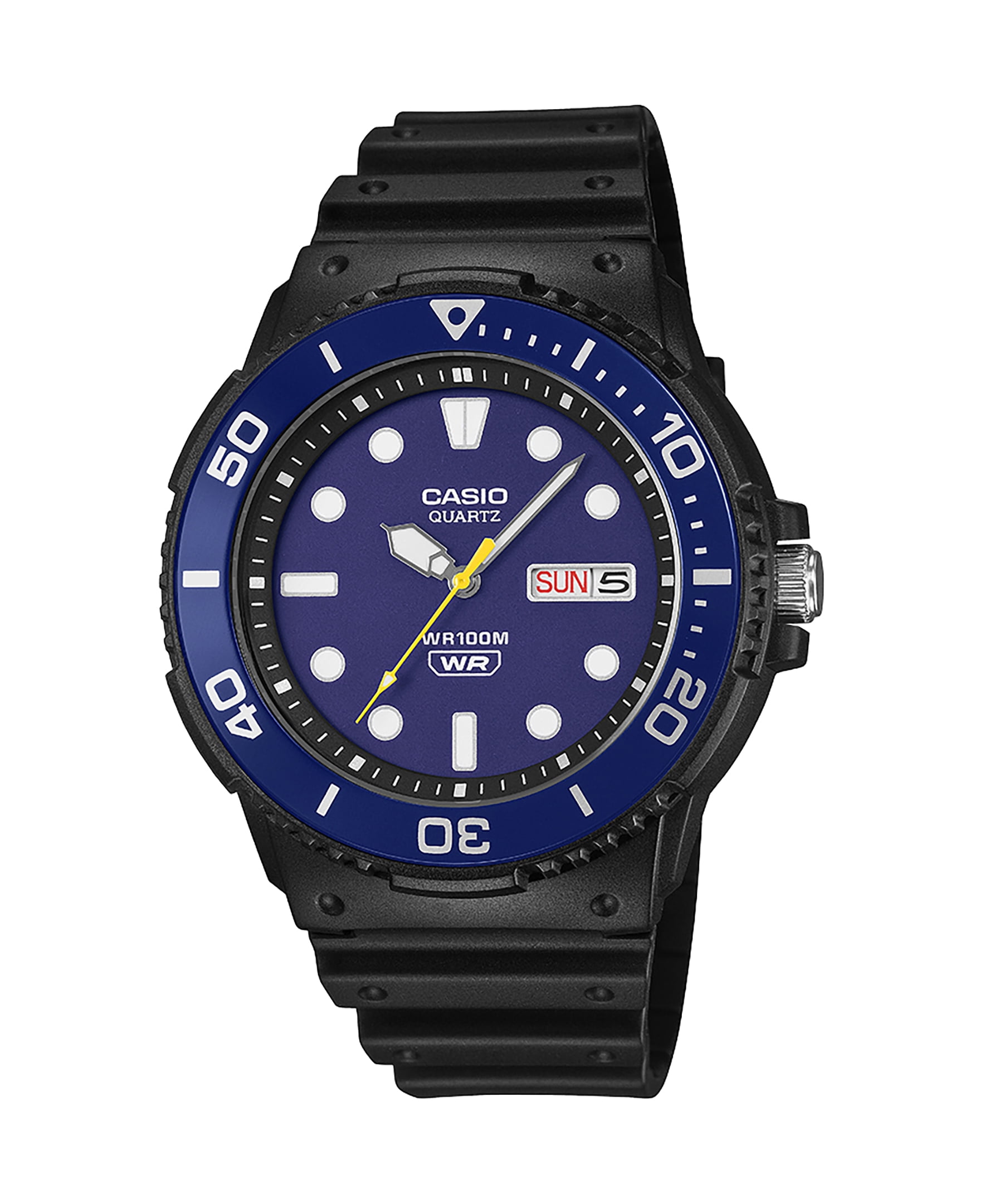 Casio Men's Blue Analog Resin Strap 3-year Battery 100M WR Aluminum Ring MRW230H-2EVKC