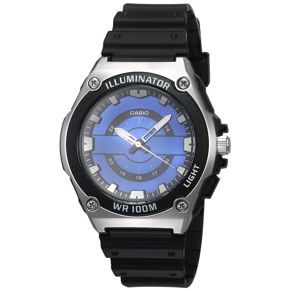 Casio Men's Blue Dial Quartz Resin Strap, Black, 23.7 Casual Watch (Model: MWC-100H-2A2VCF)
