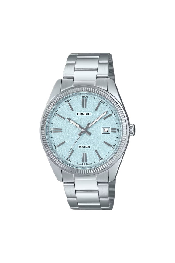Standard Analog Stainless Steel Light Blue Dial Quartz MTP-1302DA-2A2V Men's Watch