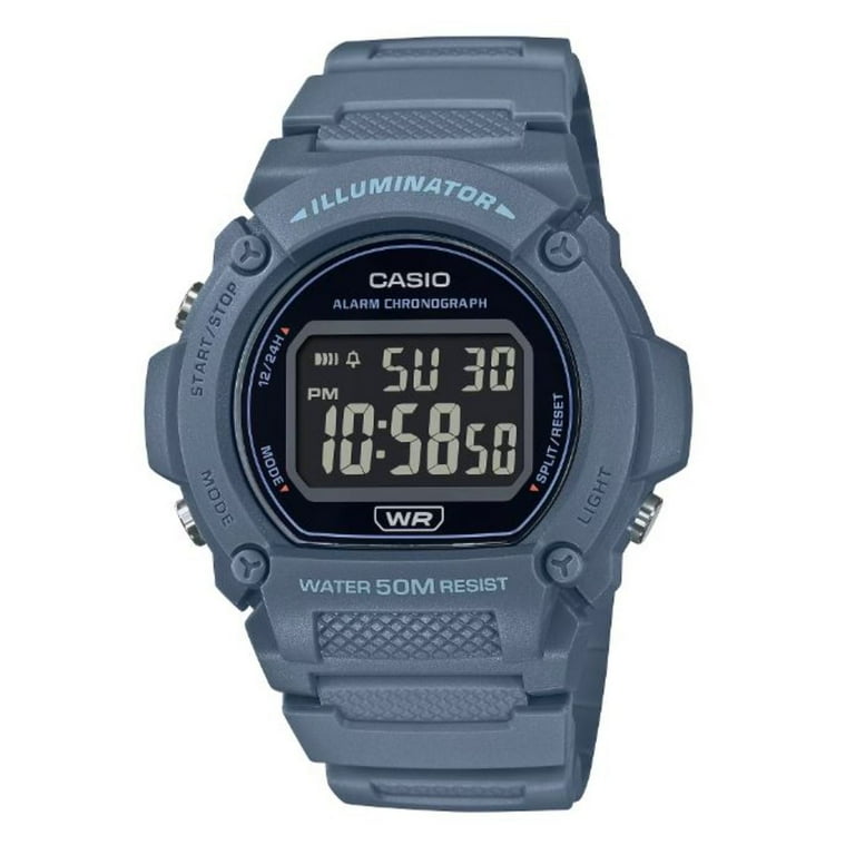 Casio Men s Blue Digital Resin Strap Sport Watch with Black Dial W219HC 2BV