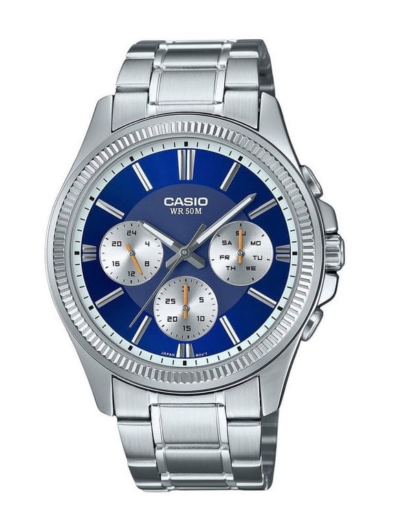 Mens Blue Multi Dial Analog Stainless Steel Watch - MTP-1375D-2A1VDF