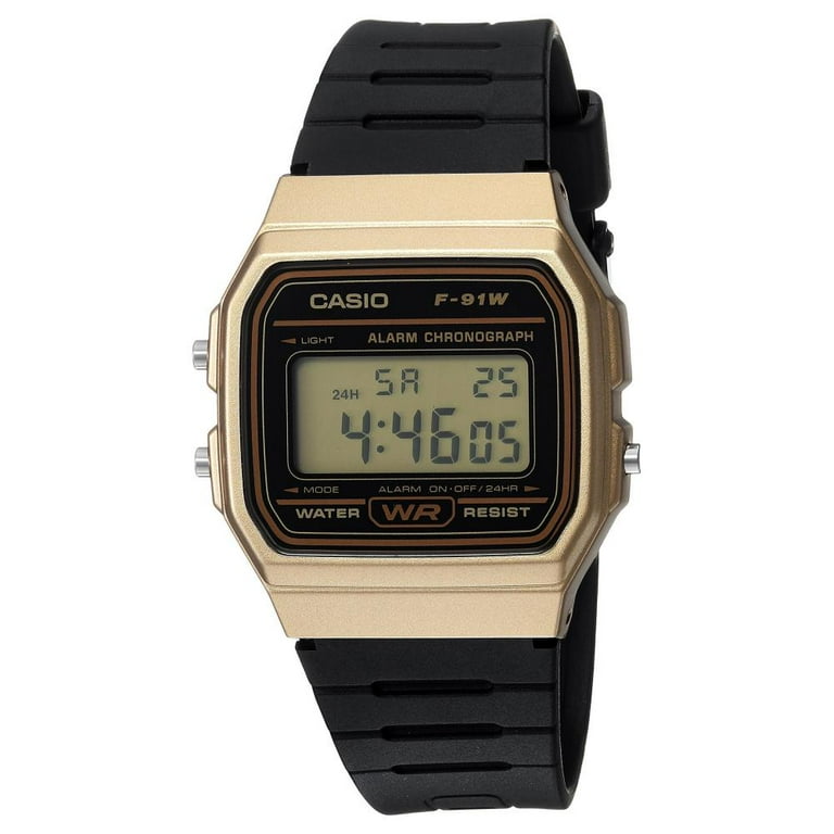 Casio Men's Casual Black Sport Watch, Gold Case F91WM-9A - Walmart.com