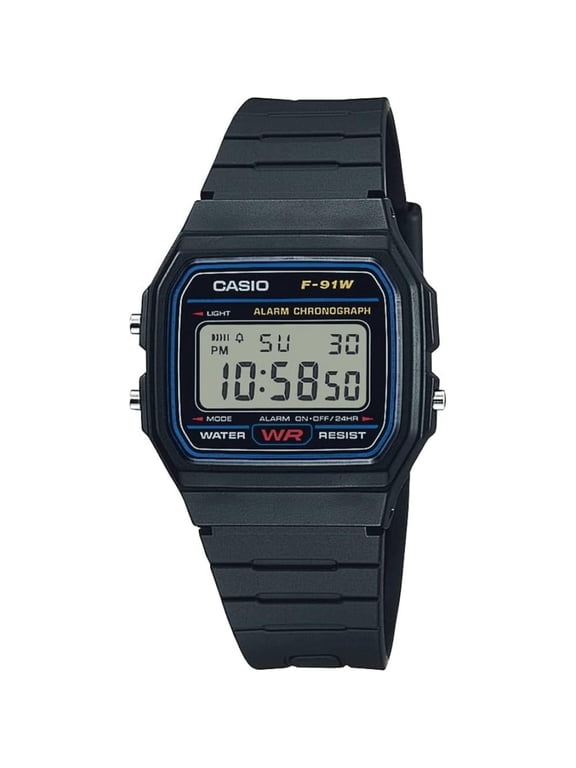 Men's Classic Sport Watch with Black Resin Strap, Alarm, Stopwatch, and Night Light