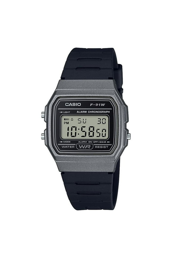 Men's Classic Digital Quartz Black Resin Band Gray Bezel Watch F-91WM-1BCF