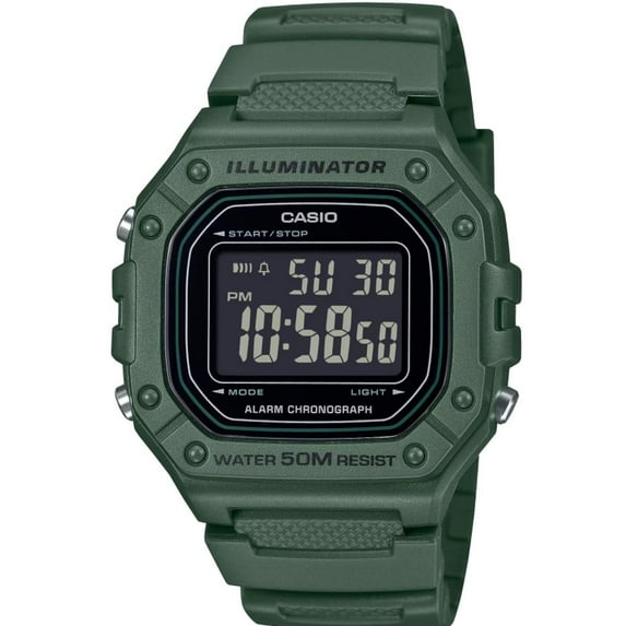 Casio Men's Classic Digital Quartz Dark Green Watch - W-218H-3BVCF