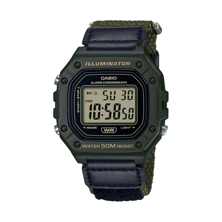 Casio Men's Classic Digital Quartz Green Resin/Nylon Watch W218HB