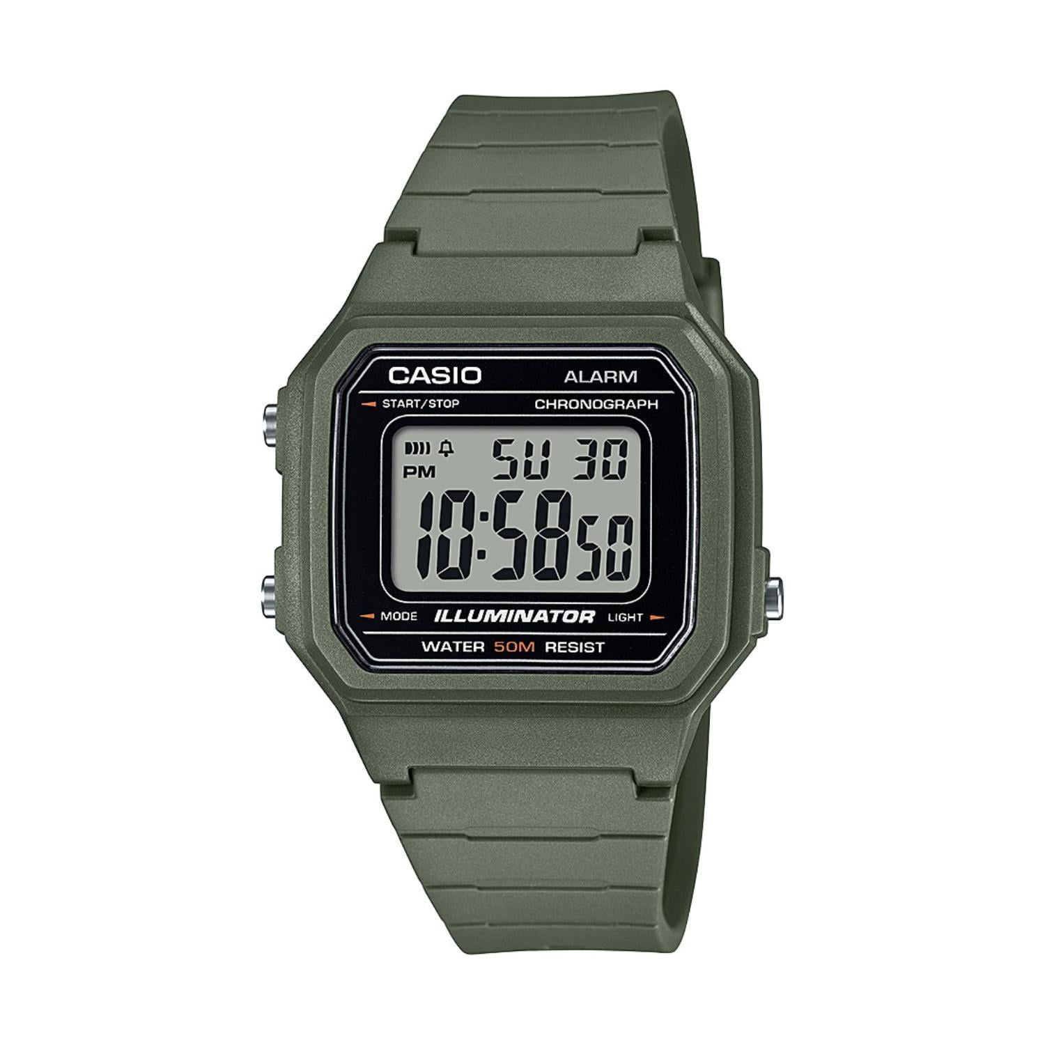 Casio Men's Classic Digital Watch with Green Strap - W217H-3AVCF ...