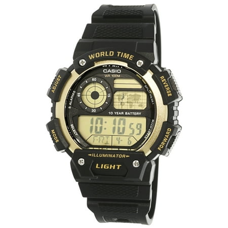 Casio Men's Classic Digital World Time Watch, Black/Gold - AE1400WH-9AV