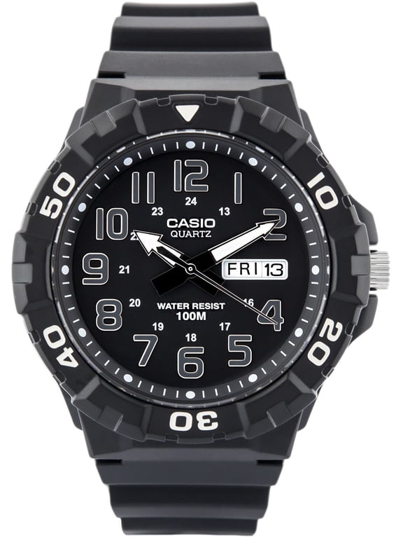Men's Classic Quartz Watch with Black Resin Strap