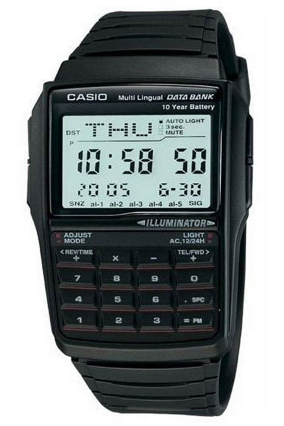 Men's Classic Resin Band Wristwatch, Black & Silver, (DBC32-1A)